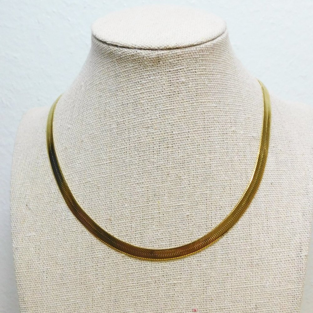 Savvy Cie Jewels Gold Herringbone Wide Chain Necklace - NWT